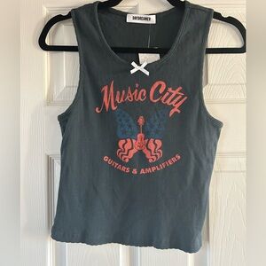 Free People Daydreamers Tank, NWT, Size Large, Music City, Coal color.